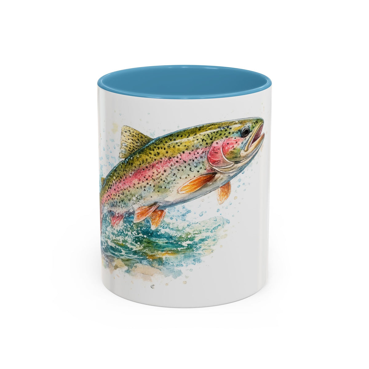 Rainbow Trout Coffee Mug — Watercolor Fish Accent Mug for Anglers