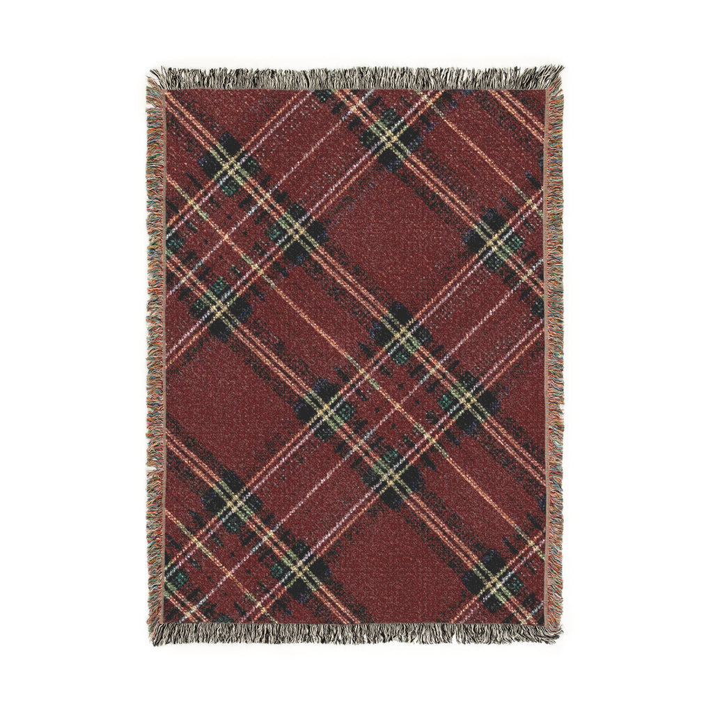 Plaid Woven Blanket — Cozy Red & Gray Tartan Throw for Living Room, Holiday Gift