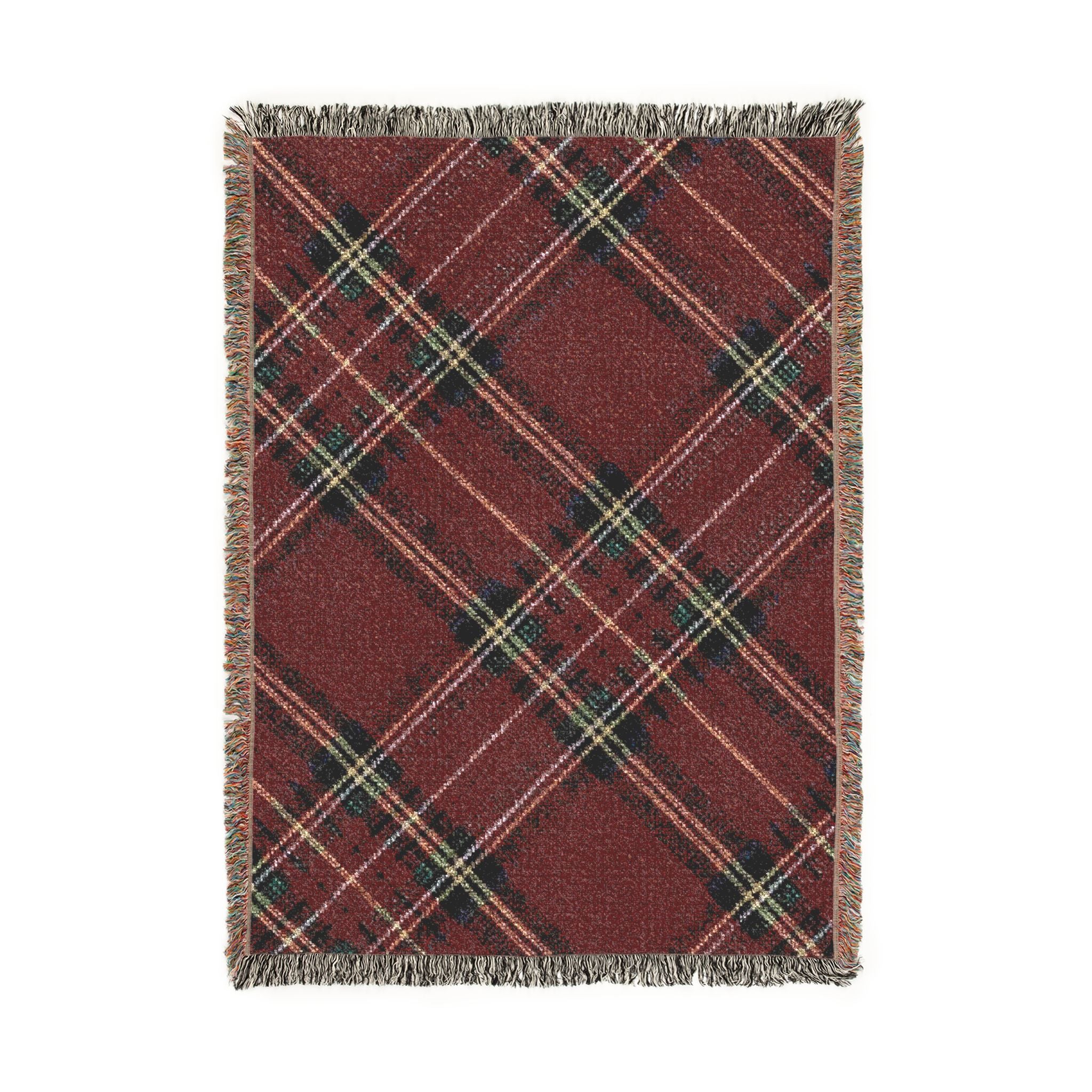 Plaid Woven Blanket — Cozy Red & Gray Tartan Throw for Living Room, Holiday Gift