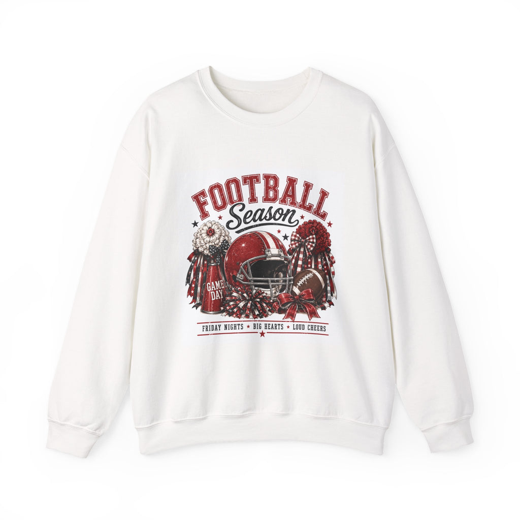 Football Season Crewneck Sweatshirt — Vintage Helmet & Pom-Poms Graphic
