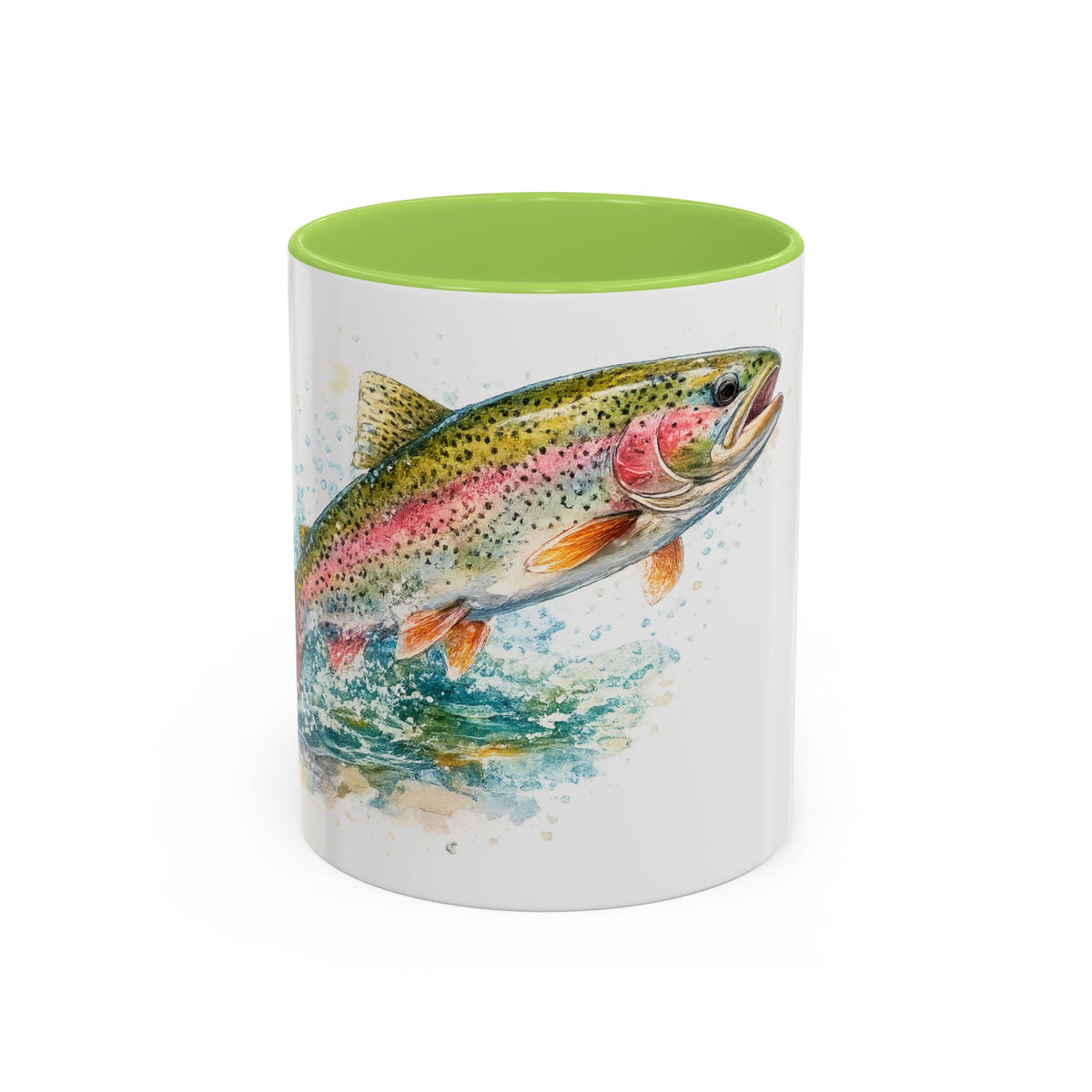 Rainbow Trout Coffee Mug — Watercolor Fish Accent Mug for Anglers
