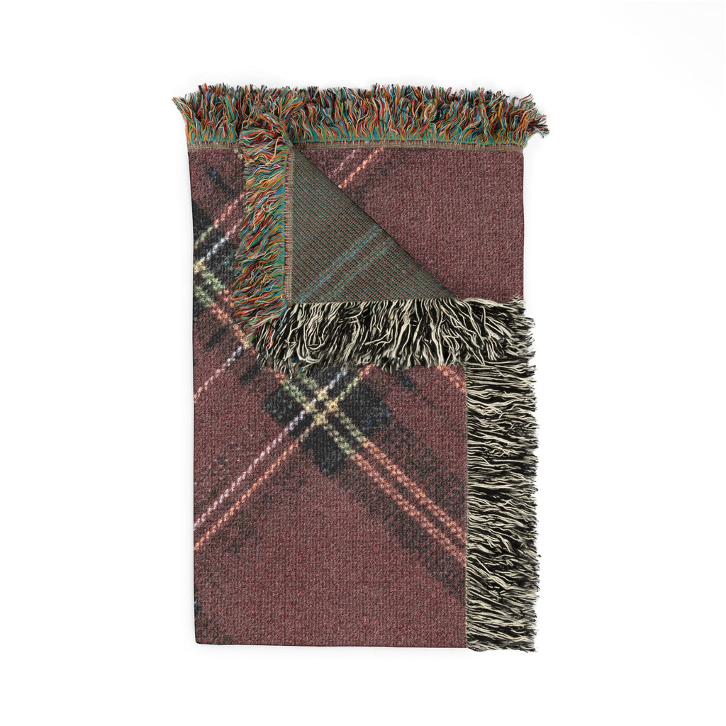 Plaid Woven Blanket — Cozy Red & Gray Tartan Throw for Living Room, Holiday Gift
