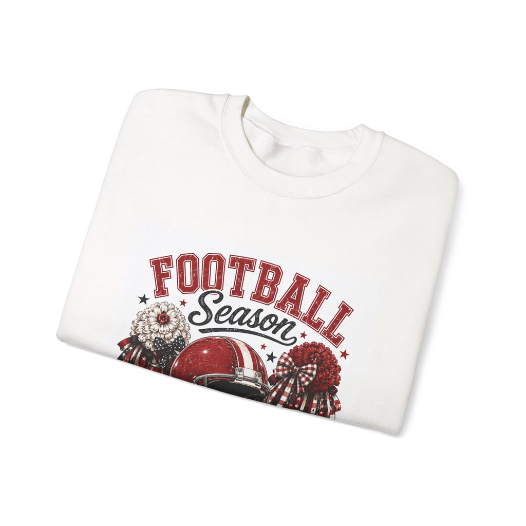 Football Season Crewneck Sweatshirt — Vintage Helmet & Pom-Poms Graphic