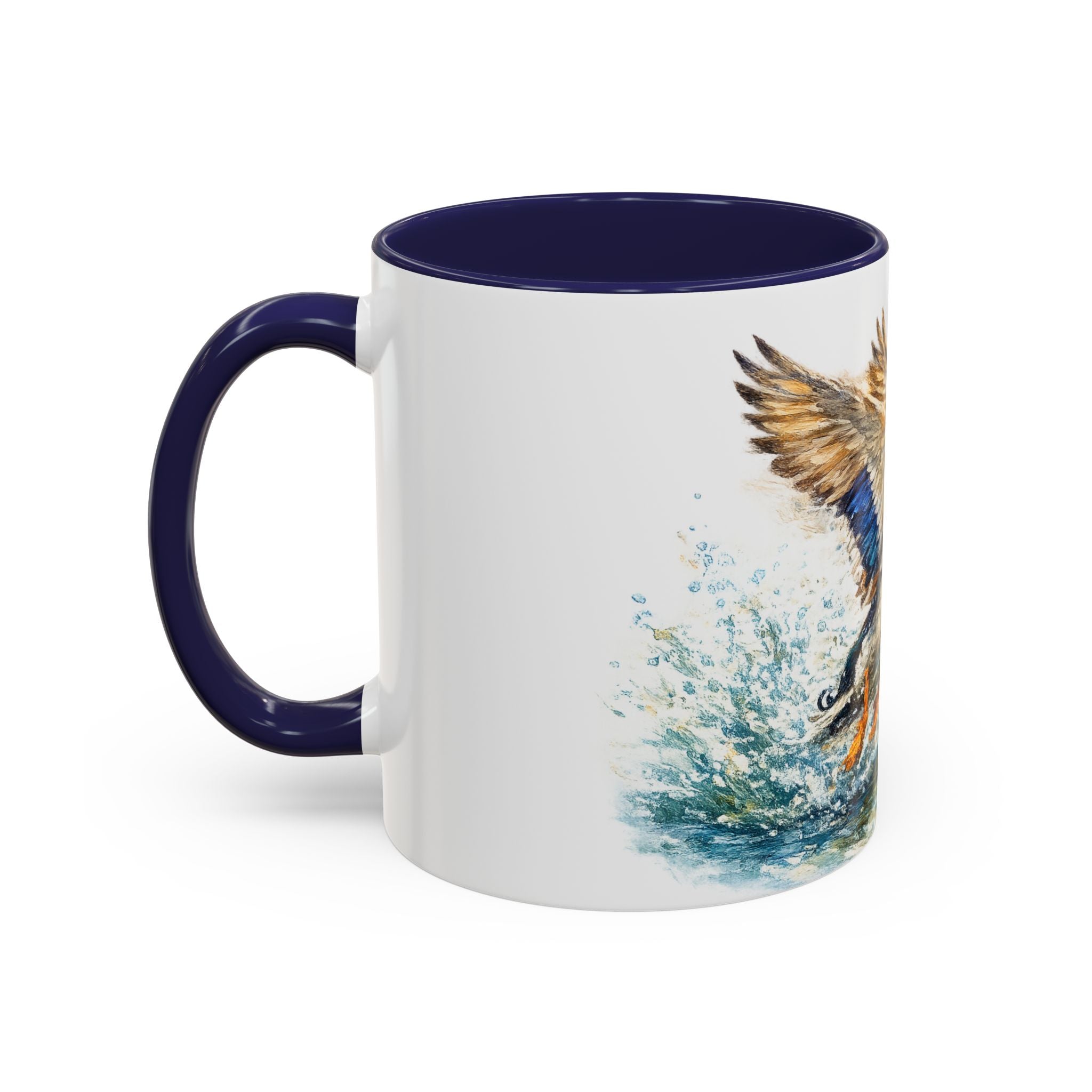 Mallard Duck Coffee Mug — Flying Watercolor Accent Mug (11/15 oz)