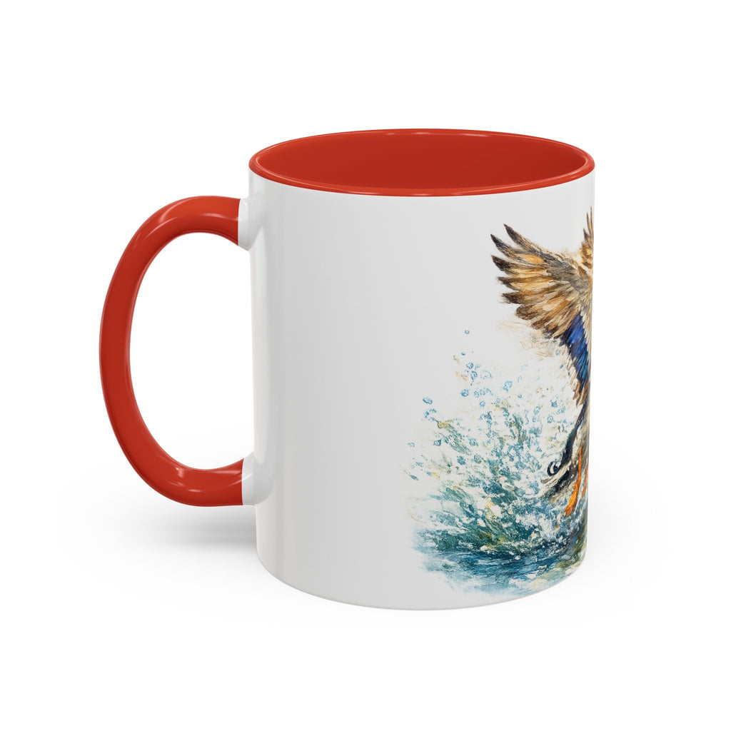 Mallard Duck Coffee Mug — Flying Watercolor Accent Mug (11/15 oz)