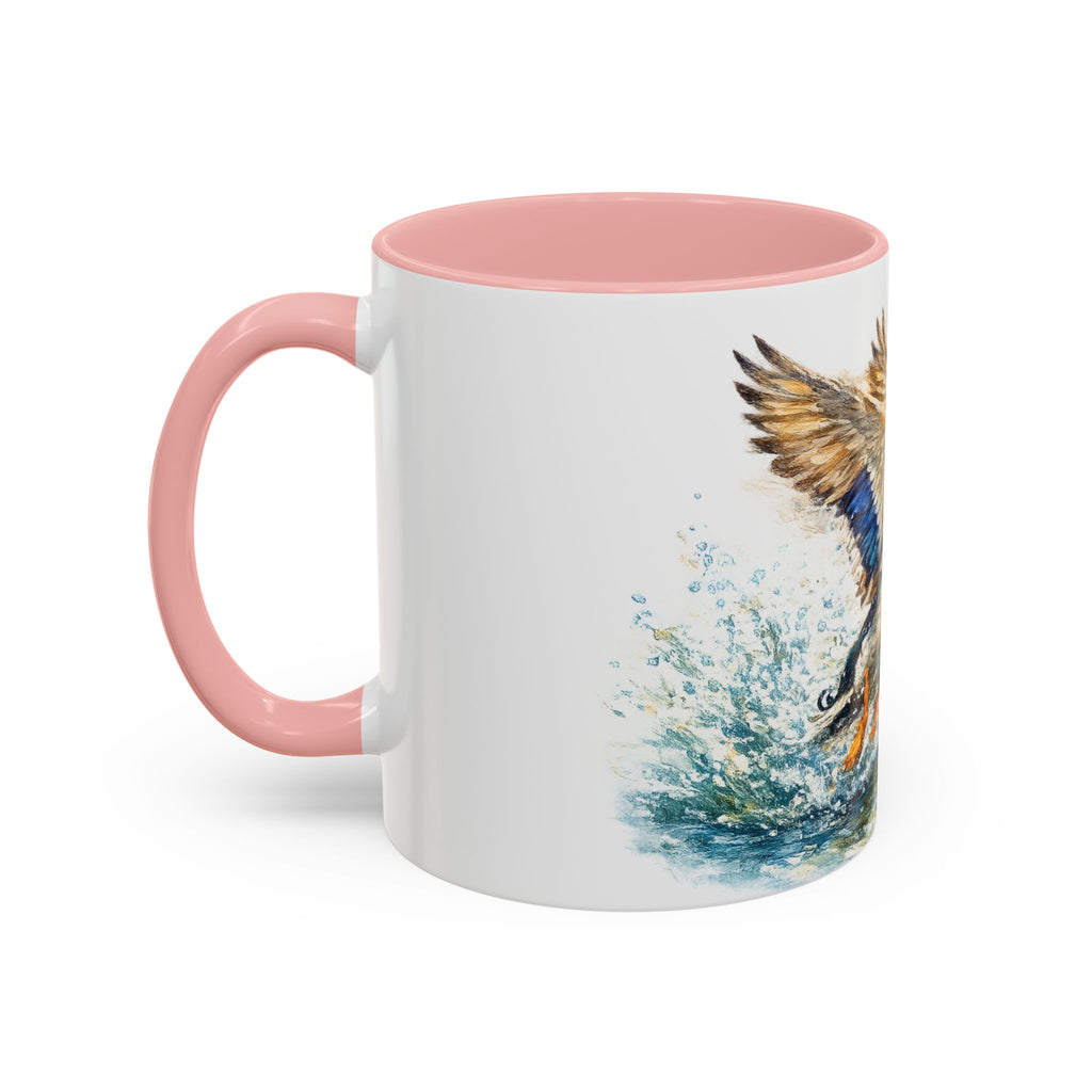 Mallard Duck Coffee Mug — Flying Watercolor Accent Mug (11/15 oz)