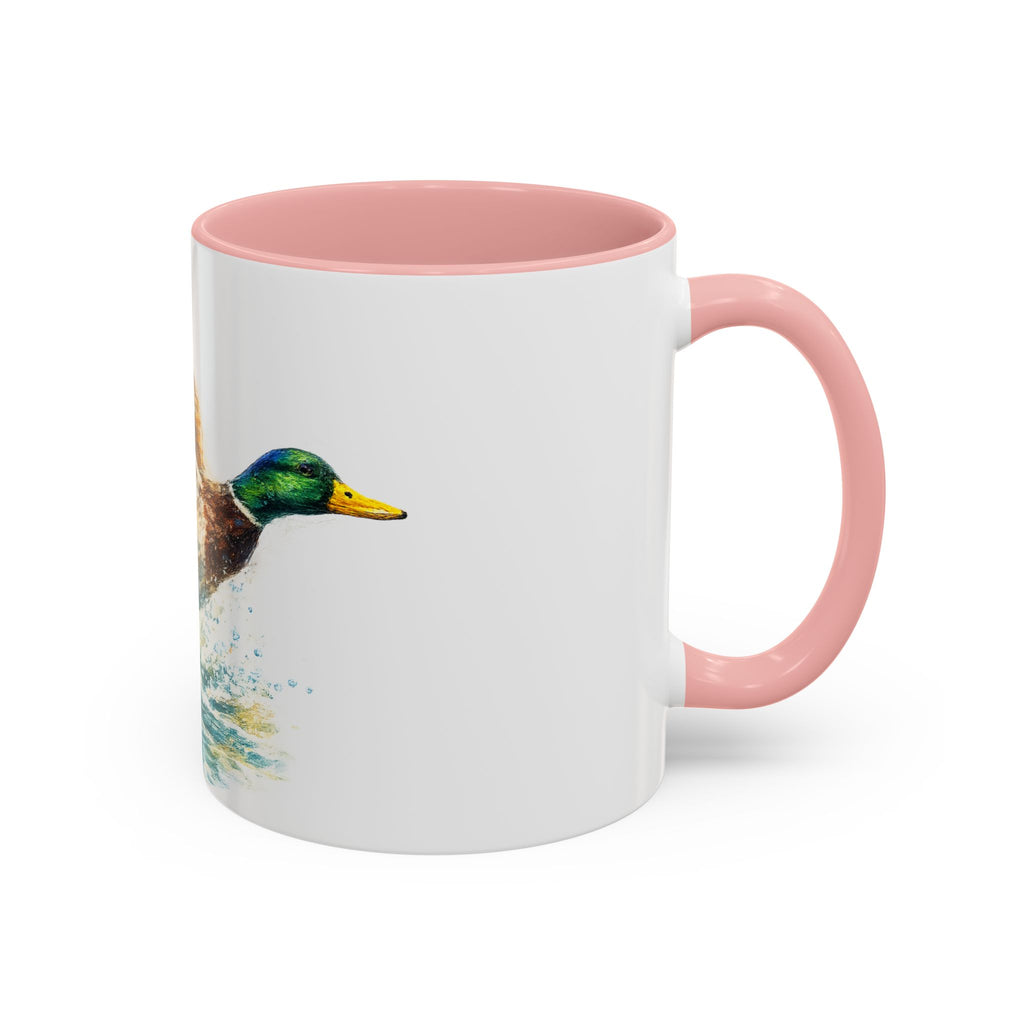 Mallard Duck Coffee Mug — Flying Watercolor Accent Mug (11/15 oz)