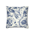 Blue Toile Decorative Pillowcase - Square Canvas Accent Pillow Cover