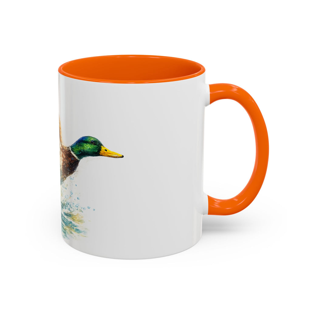 Mallard Duck Coffee Mug — Flying Watercolor Accent Mug (11/15 oz)