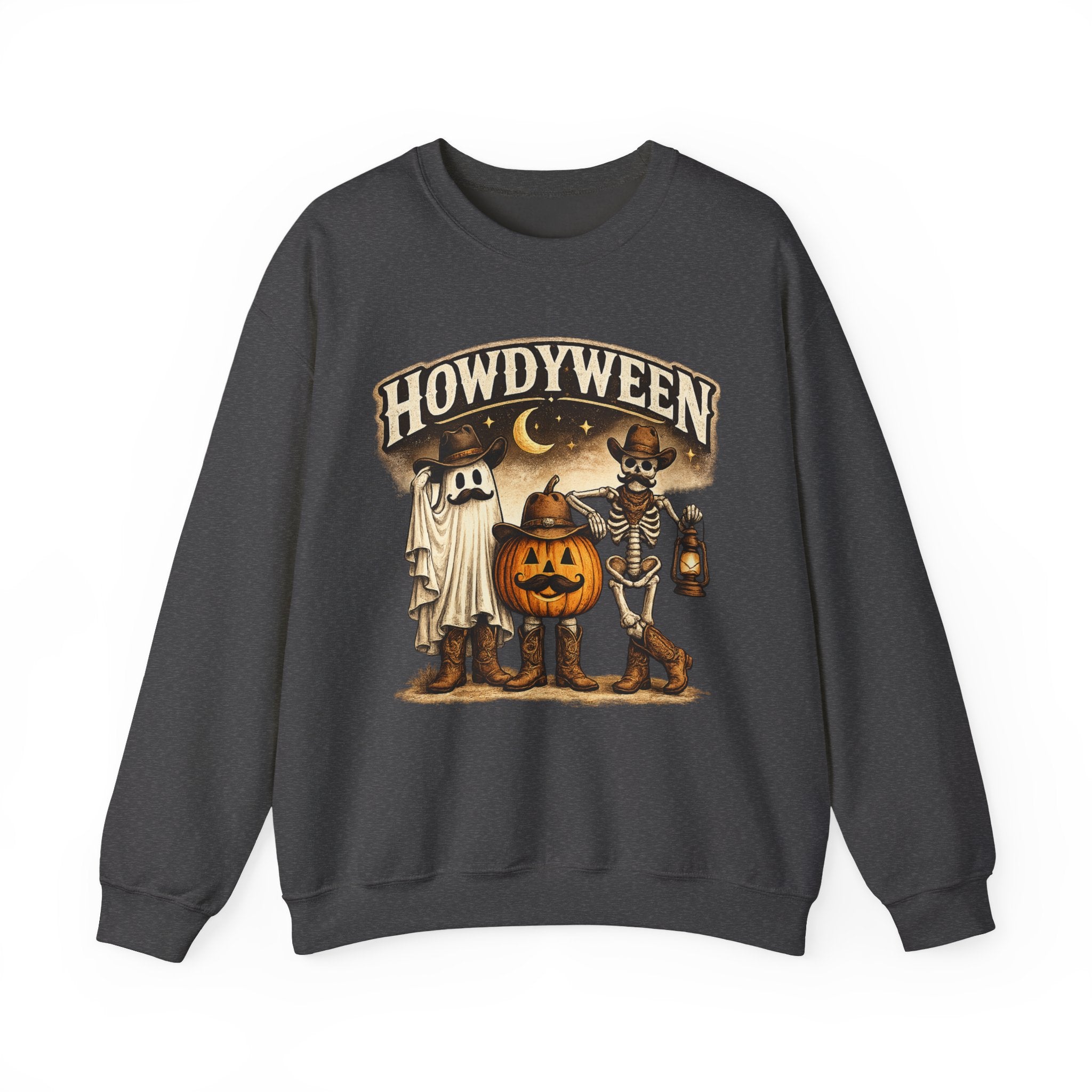 Howdyween Sweatshirt — Vintage Halloween Ghost, Pumpkin & Skeleton Crewneck
