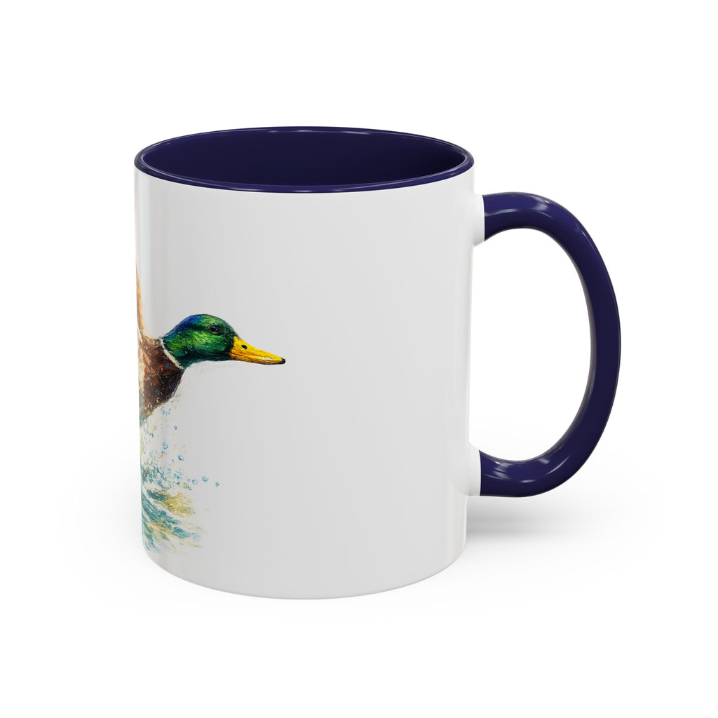 Mallard Duck Coffee Mug — Flying Watercolor Accent Mug (11/15 oz)