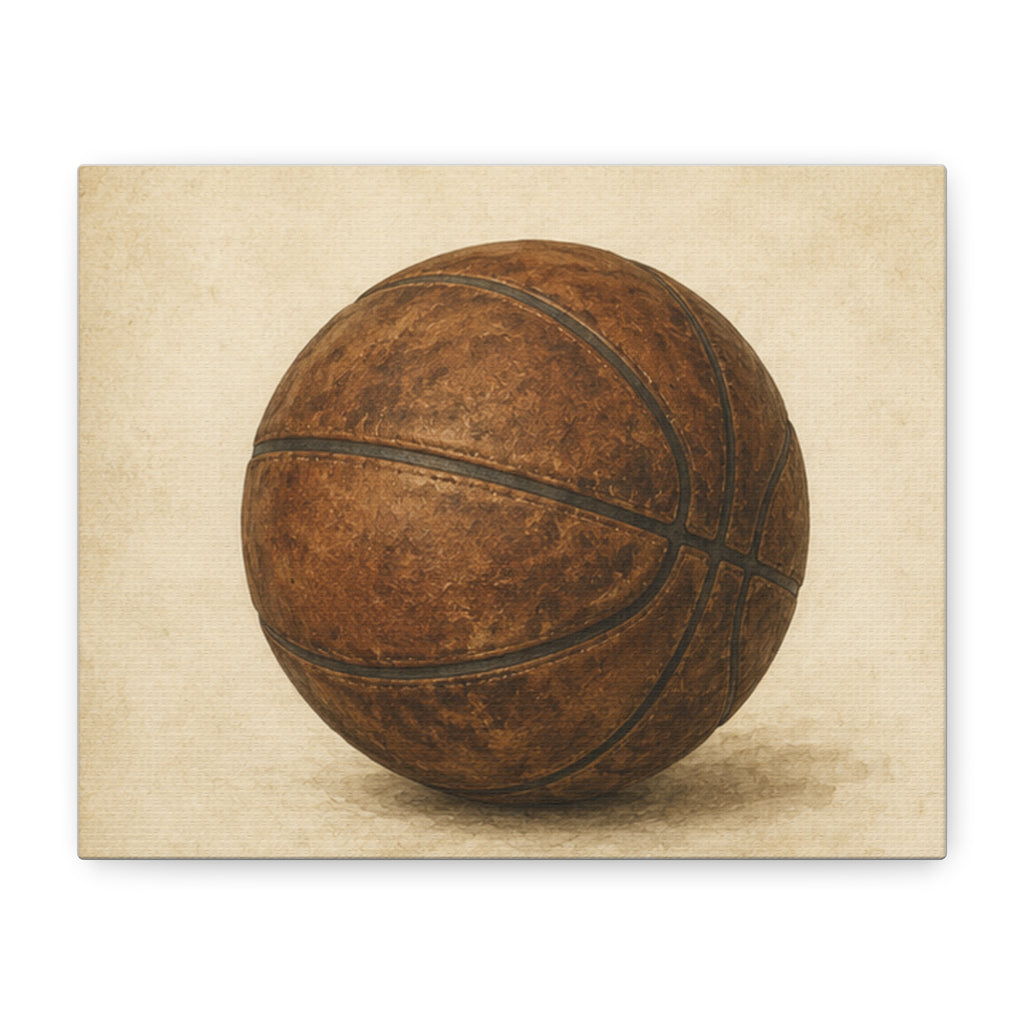 Vintage Basketball Canvas Print — Rustic Sports Wall Art