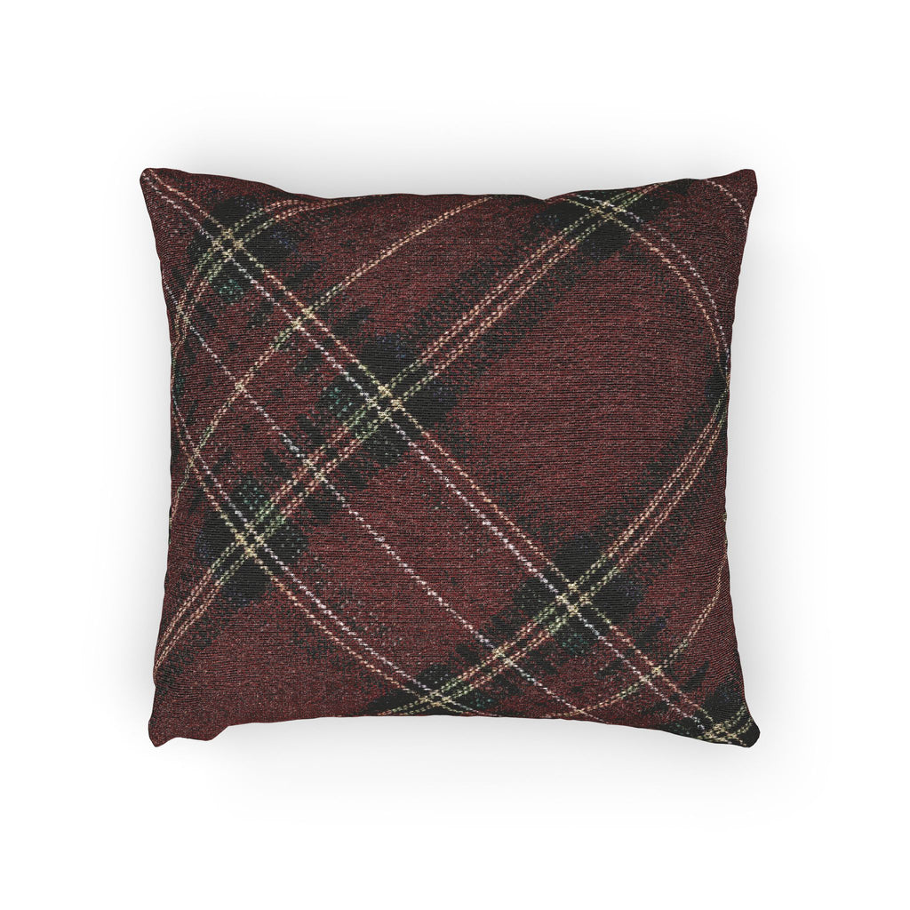 Plaid Woven Pillow - Cozy Rust Tartan Throw Pillow