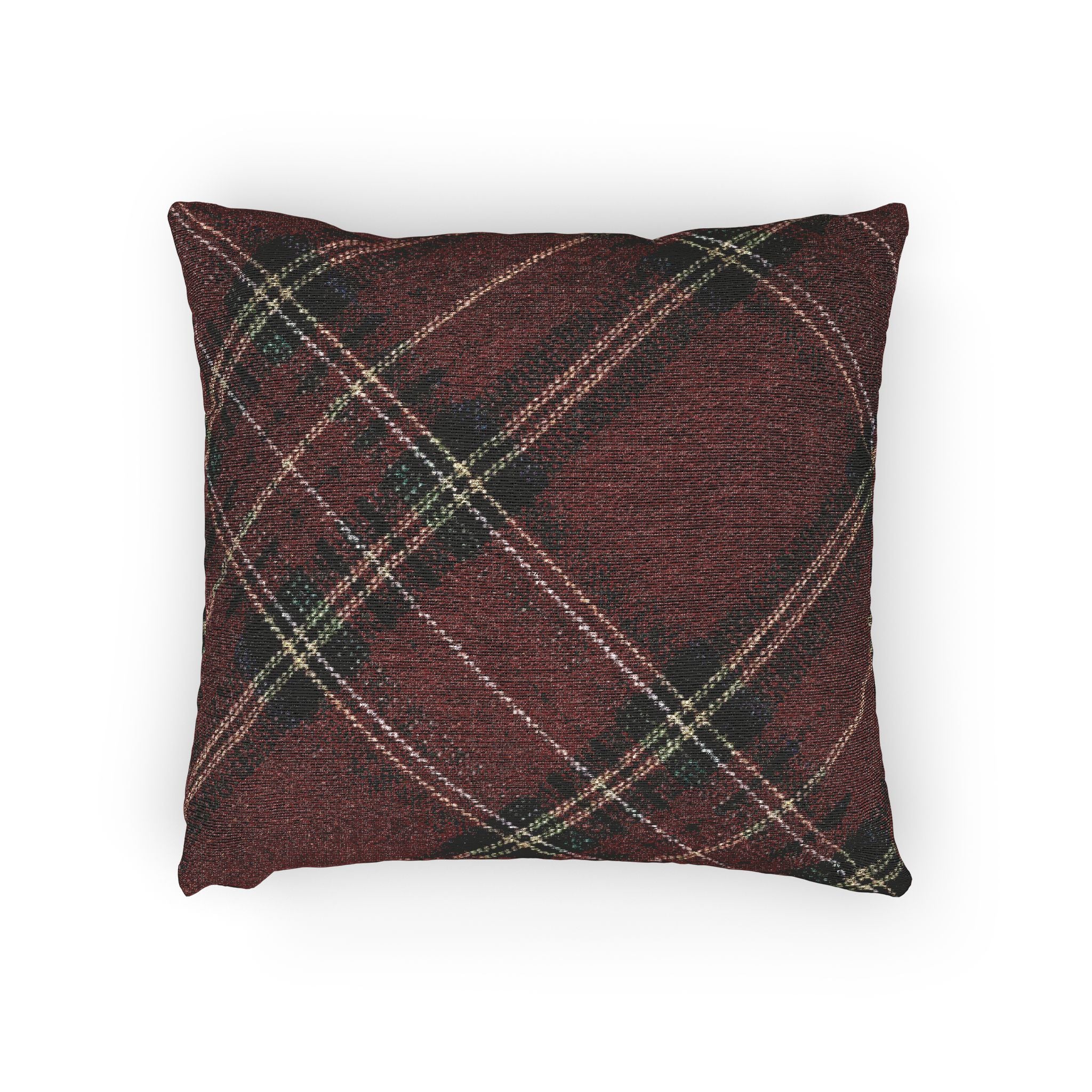 Plaid Woven Pillow - Cozy Rust Tartan Throw Pillow