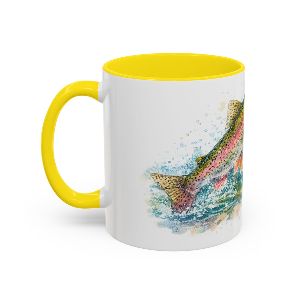 Rainbow Trout Coffee Mug — Watercolor Fish Accent Mug for Anglers
