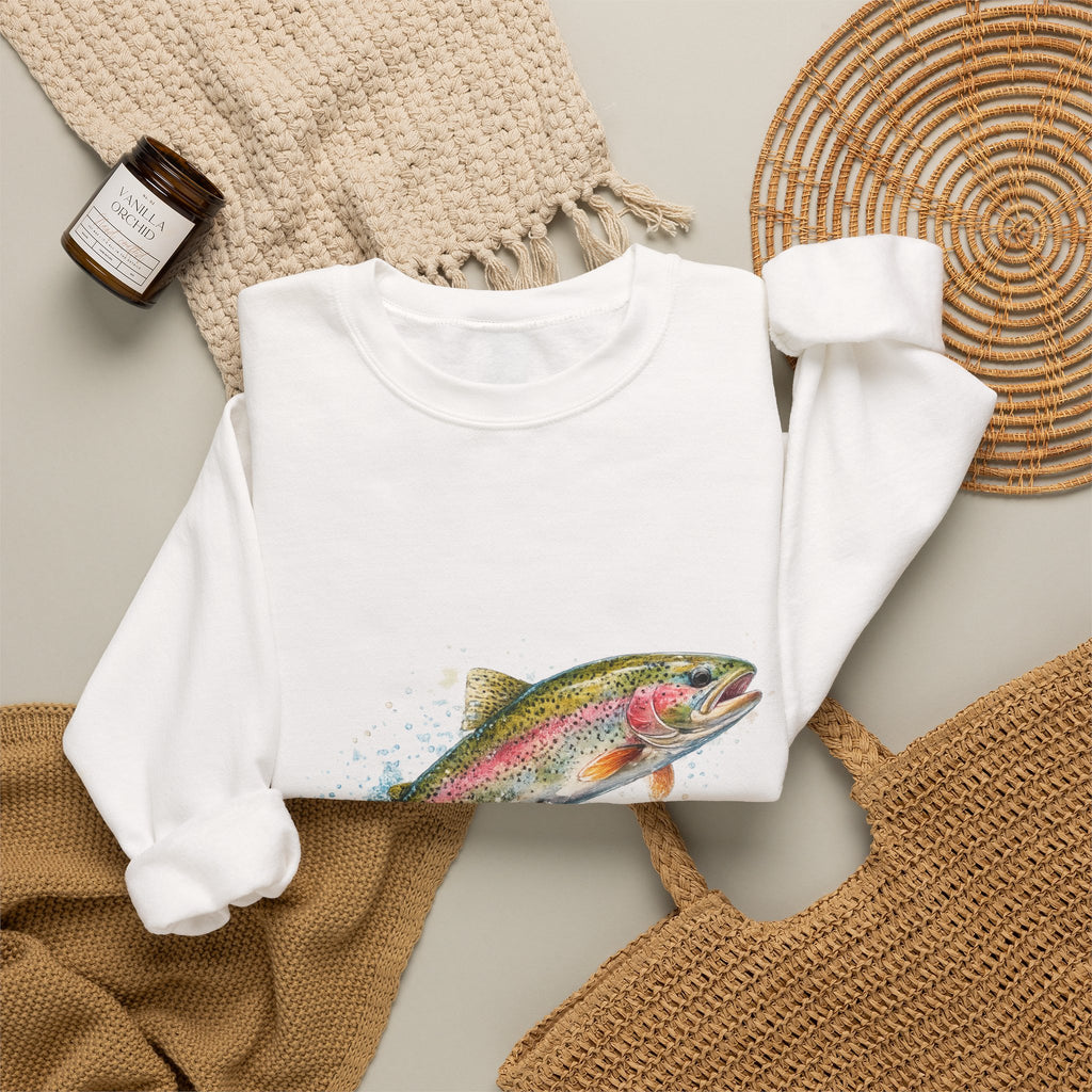 Rainbow Trout Crewneck Sweatshirt — Watercolor