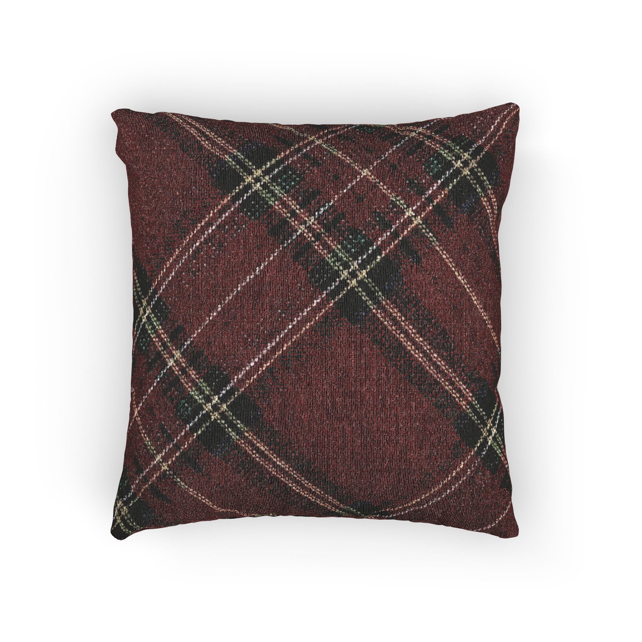 Plaid Woven Pillow - Cozy Rust Tartan Throw Pillow
