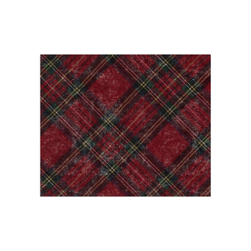 Crushed Velvet Red Plaid Blanket — Cozy Tartan Throw for Christmas & Home Decor