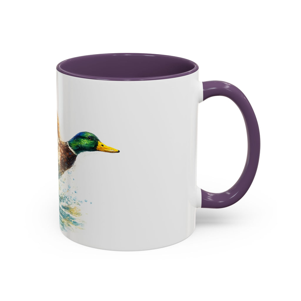Mallard Duck Coffee Mug — Flying Watercolor Accent Mug (11/15 oz)