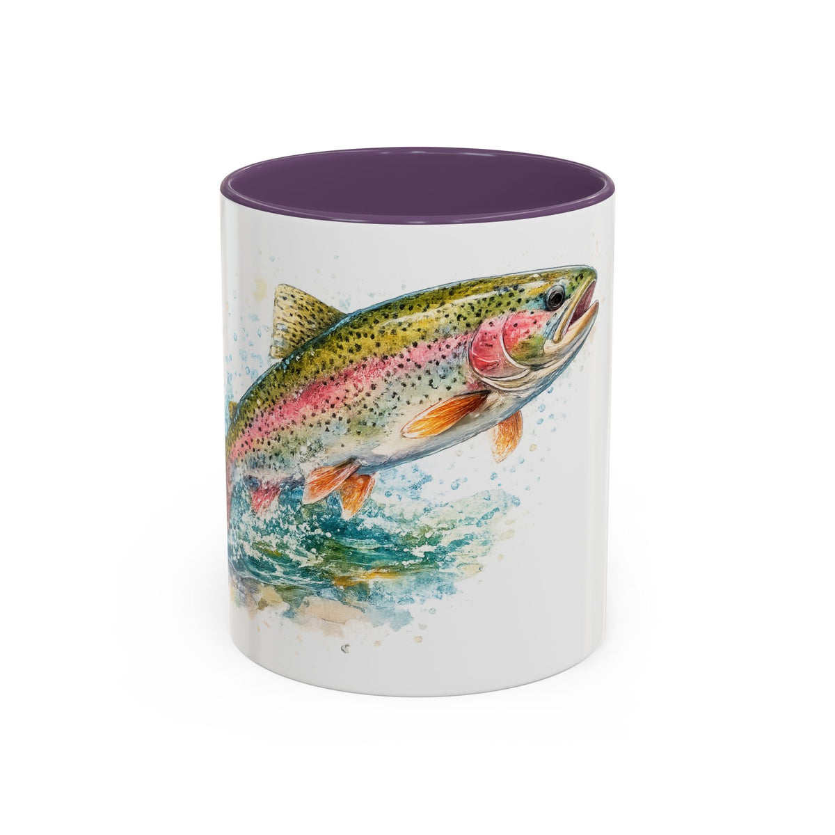 Rainbow Trout Coffee Mug — Watercolor Fish Accent Mug for Anglers