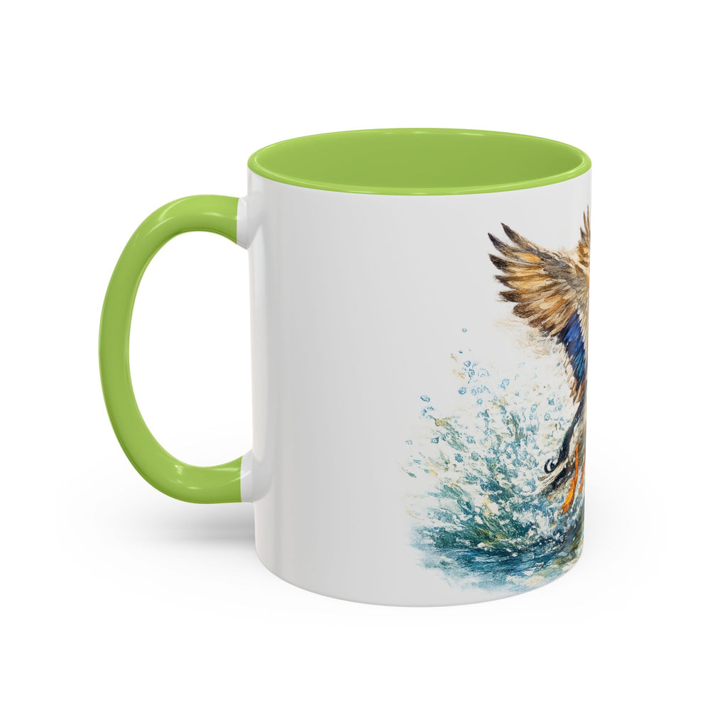 Mallard Duck Coffee Mug — Flying Watercolor Accent Mug (11/15 oz)