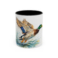 Mallard Duck Coffee Mug — Flying Watercolor Accent Mug (11/15 oz)