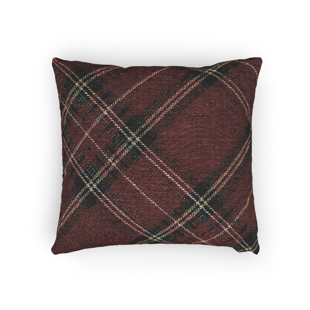 Plaid Woven Pillow - Cozy Rust Tartan Throw Pillow