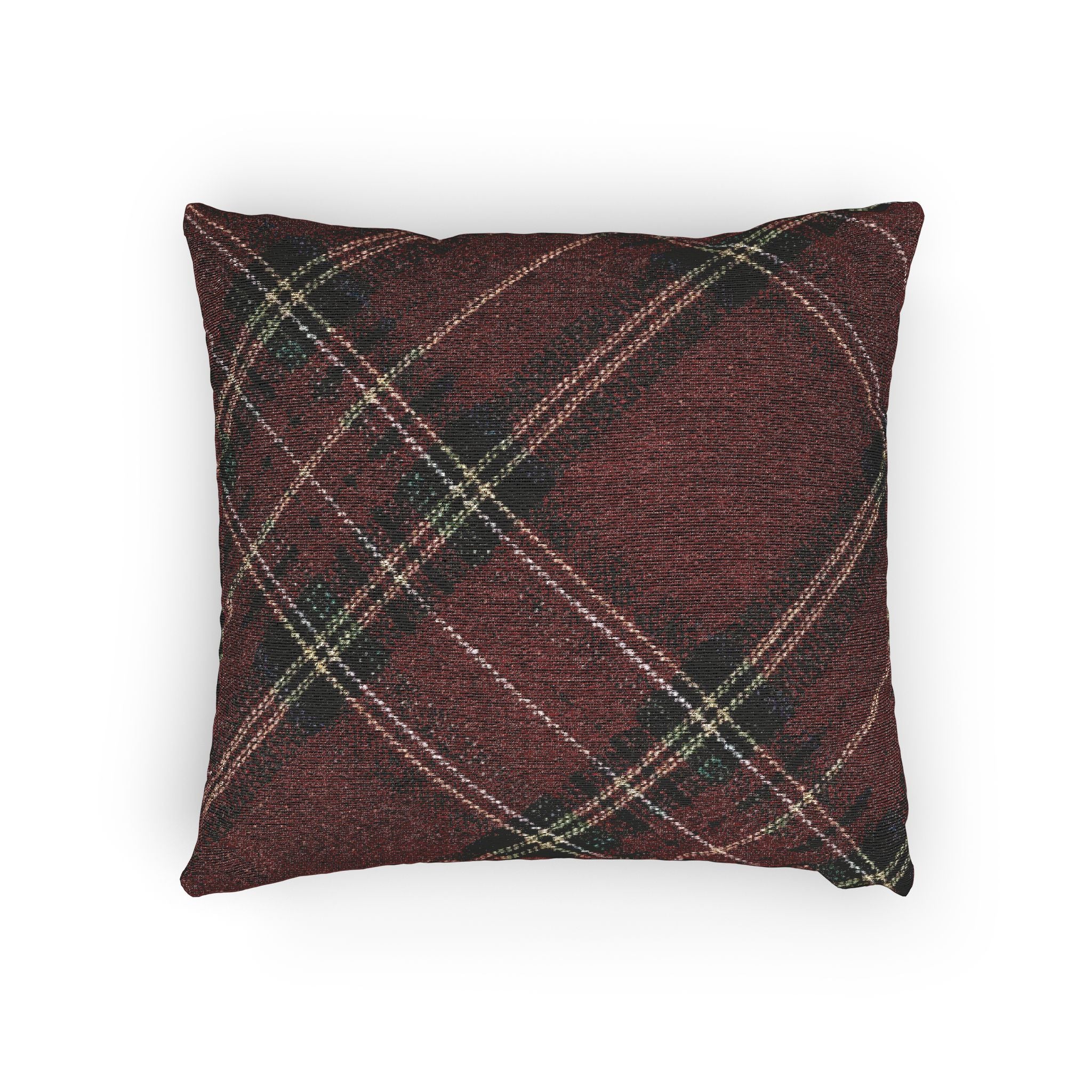 Plaid Woven Pillow - Cozy Rust Tartan Throw Pillow