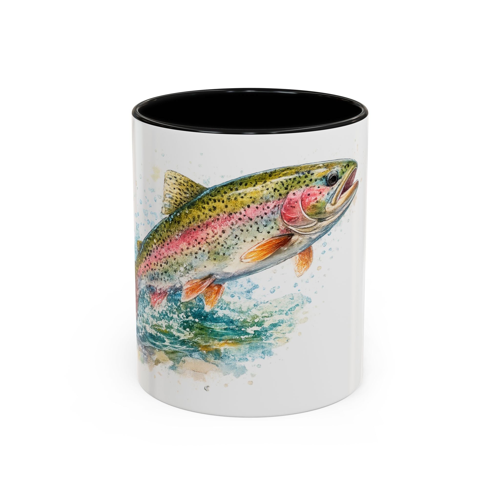 Rainbow Trout Coffee Mug — Watercolor Fish Accent Mug for Anglers