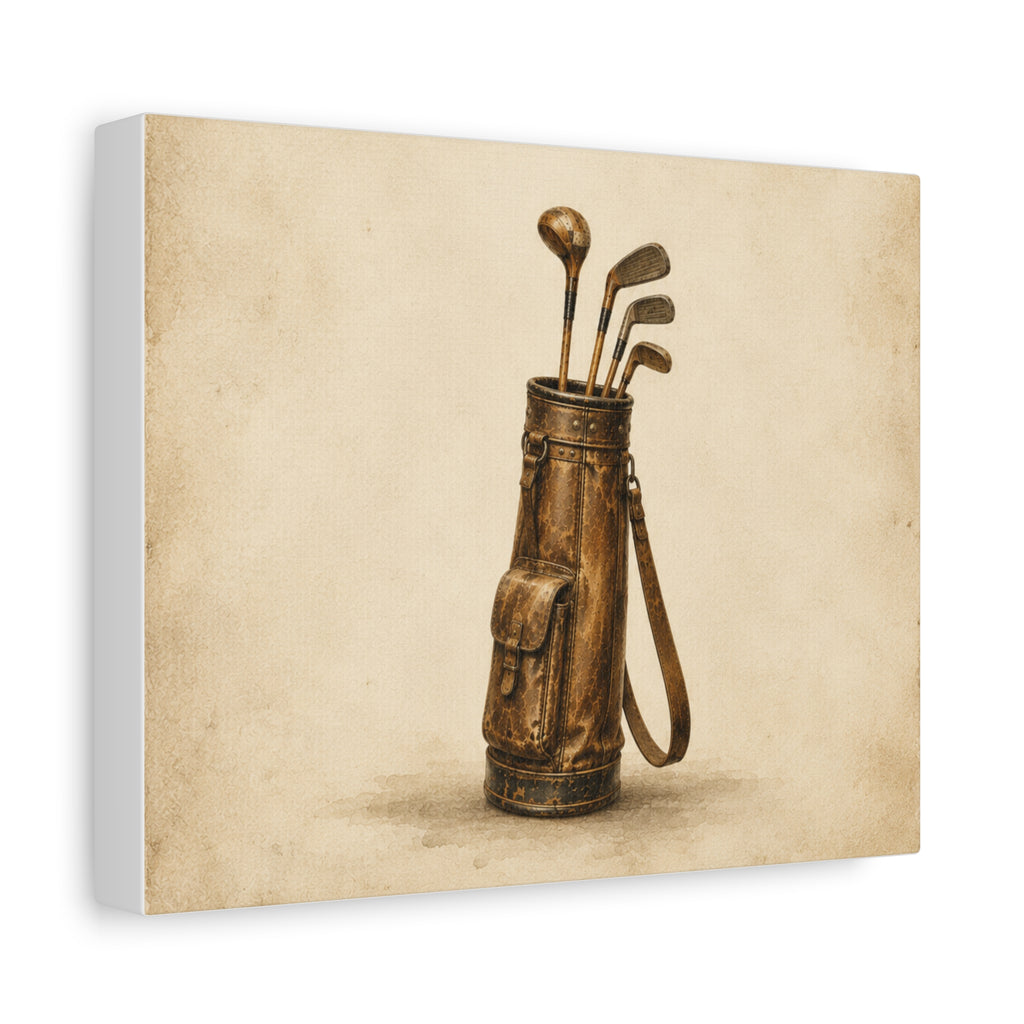 Vintage Golf Bag Canvas Wall Art — Matte Stretched 1.25"