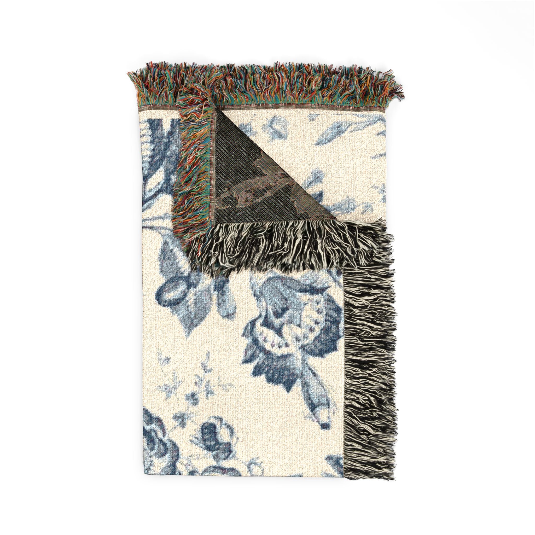 Vintage Blue Toile Woven Throw Blanket
