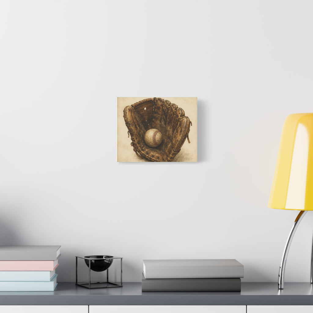 Vintage Baseball Glove Canvas Print — Stretched Matte Wall Art