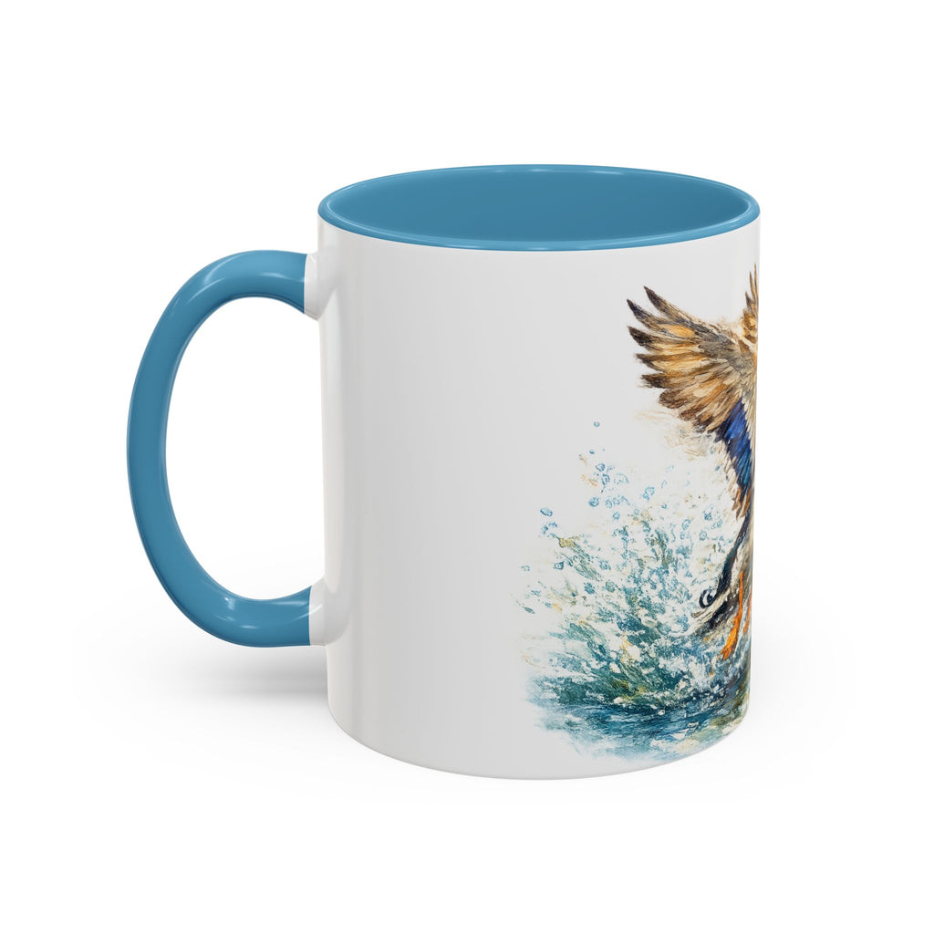 Mallard Duck Coffee Mug — Flying Watercolor Accent Mug (11/15 oz)