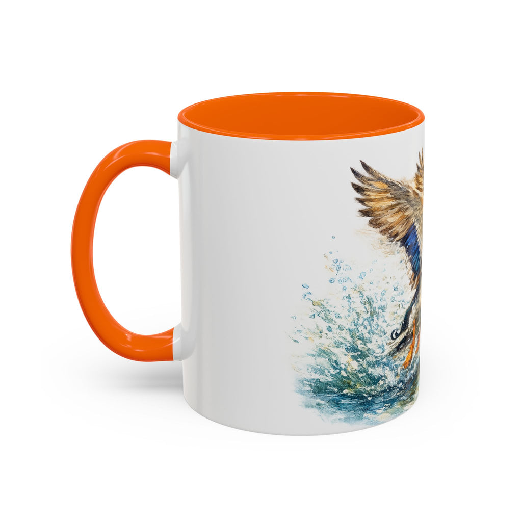 Mallard Duck Coffee Mug — Flying Watercolor Accent Mug (11/15 oz)