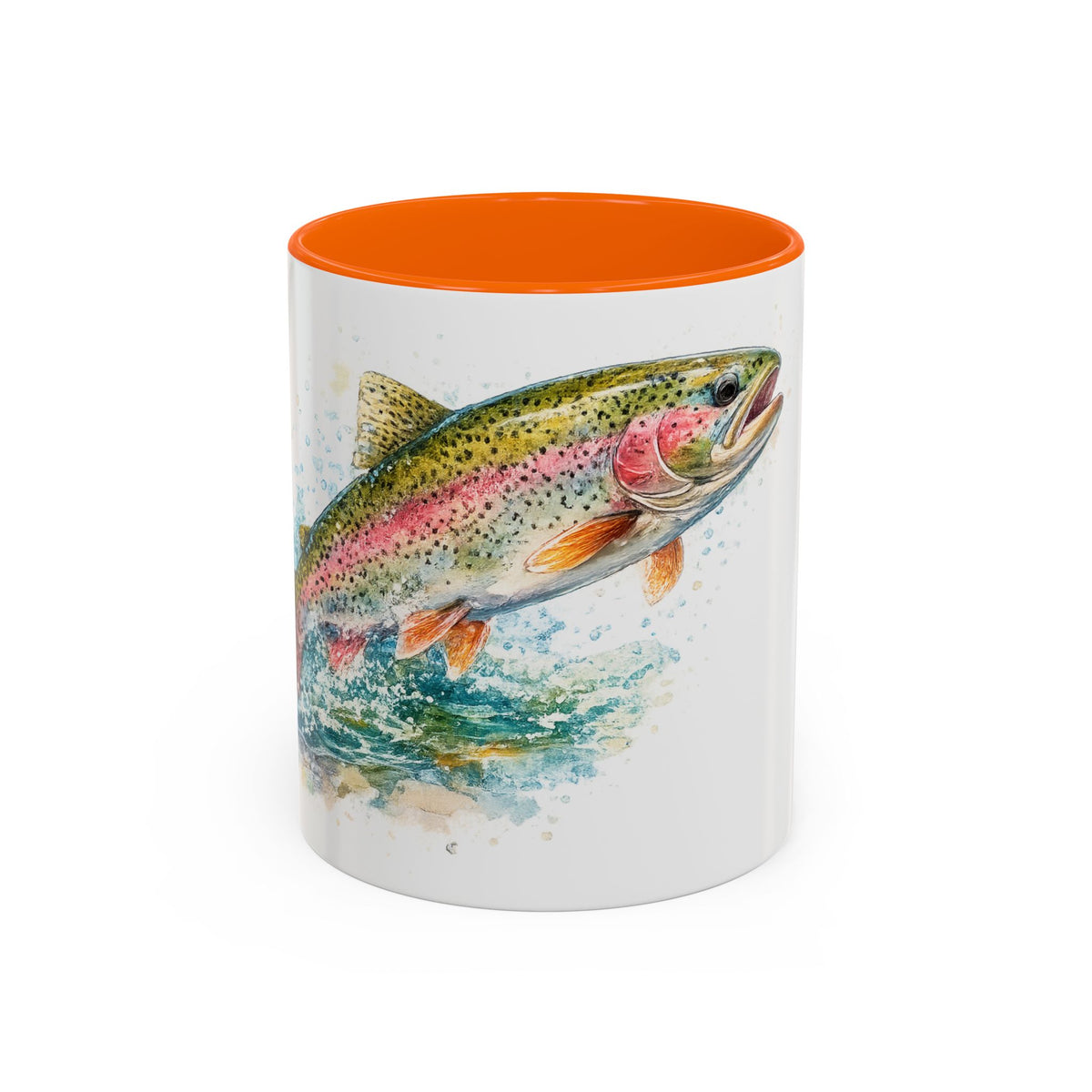 Rainbow Trout Coffee Mug — Watercolor Fish Accent Mug for Anglers
