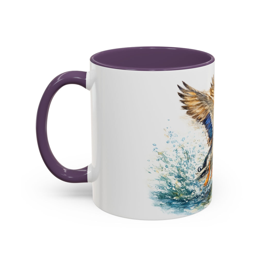 Mallard Duck Coffee Mug — Flying Watercolor Accent Mug (11/15 oz)