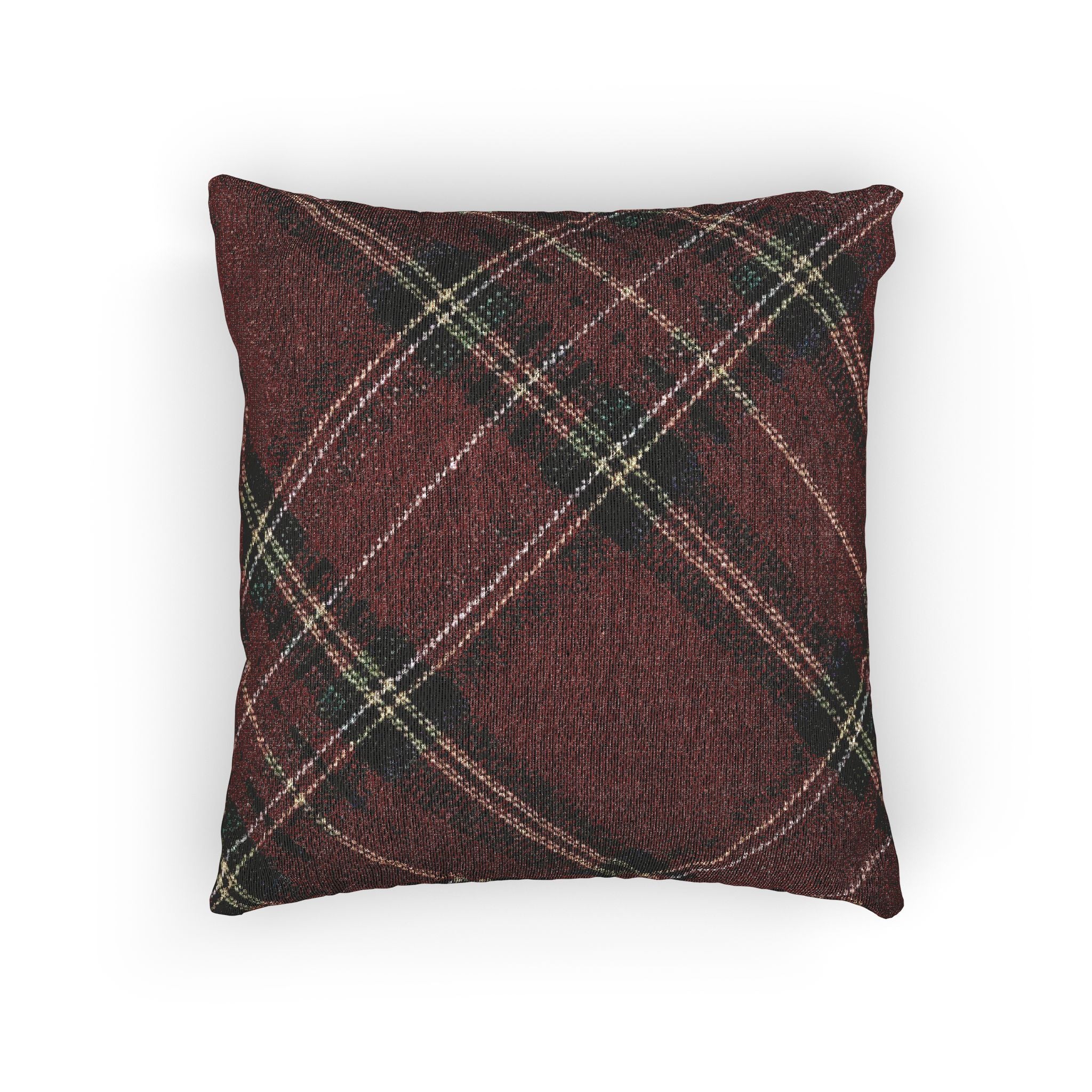 Plaid Woven Pillow - Cozy Rust Tartan Throw Pillow
