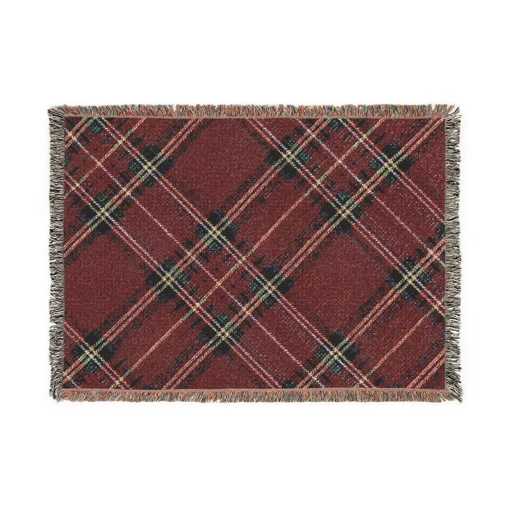Plaid Woven Blanket — Cozy Red & Gray Tartan Throw for Living Room, Holiday Gift
