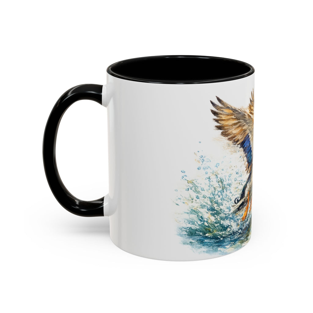 Mallard Duck Coffee Mug — Flying Watercolor Accent Mug (11/15 oz)
