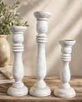 Rustic Candle Sticks - White