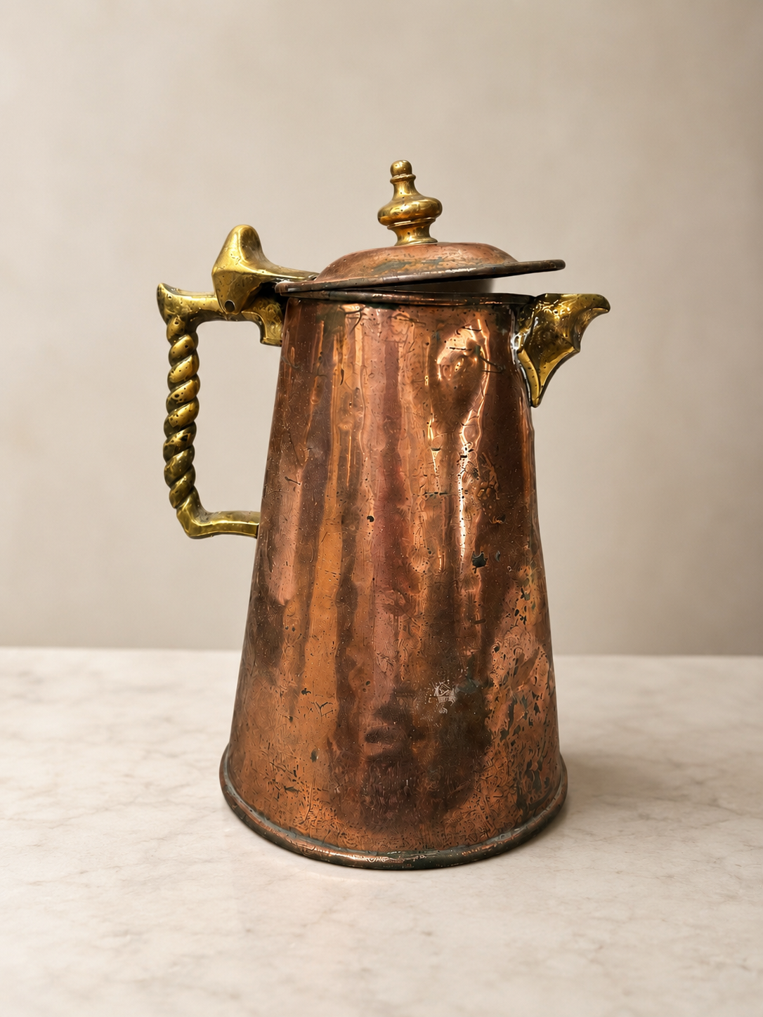 Antique Brass & Copper Pitcher